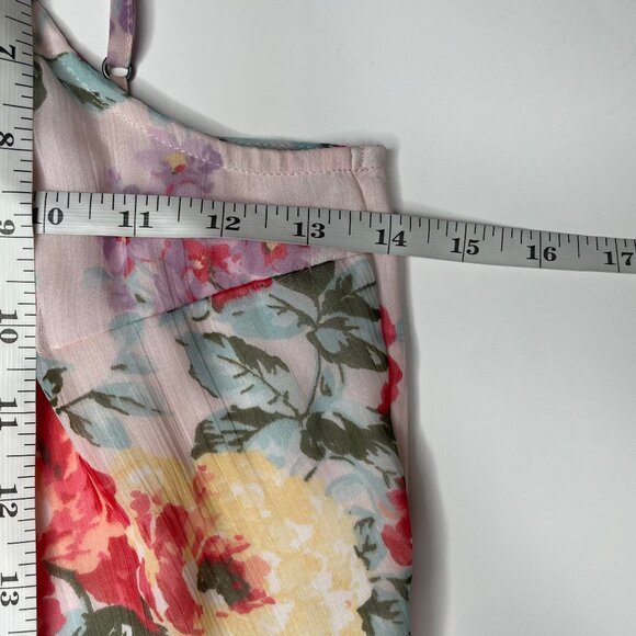 Abercrombie & Fitch Pink Red Floral Ruffle Wrap Mini Dress - Picture 9 of 14